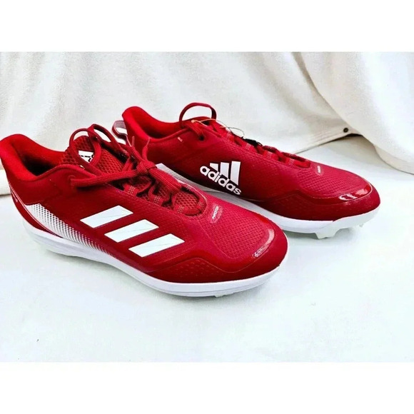 Adidas Size 13.5 Icon 7 Men's Low Top TPU Baseball Cleats Red/White S23880 NWT - Picture 12 of 14